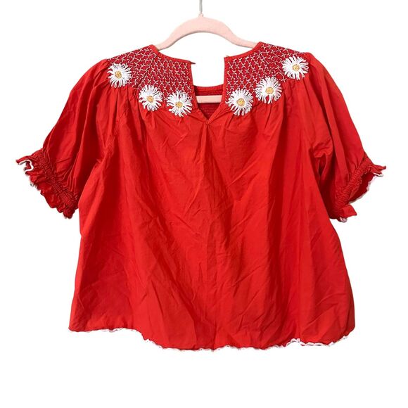 SAYLOR Zuzu Daisy‎ Floral Top Red Medium - Picture 3 of 5